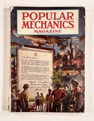 1945 Jun POPULAR MECHANICS World War II FLYING CARS (home aircraft) SHIPYARDS &c - Image 1 of 4