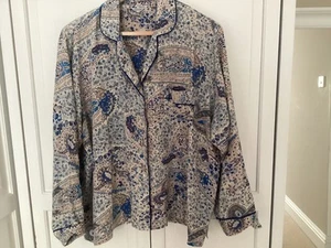 JIGSAW Blue Paisley Relaxed Shirt Blouse Pyjama Style Top - XL 16-18 - Picture 1 of 7