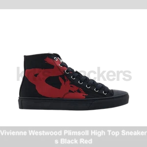 Vivienne Westwood Plimsoll High Top Sneakers Black Red - Picture 1 of 1