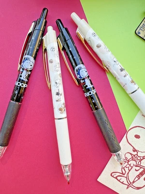 2x Cute Snoopy Pens 0.5mm Black Ink Peanuts Soft Grip White Golden Clip Gift New - Image 1 of 4