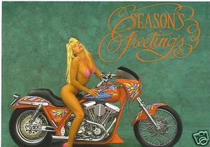 Motorrad Weihnachtsgrußkarten mit Harley Davidson aussehender Grafik DP-51 - Bild 1 von 1