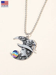 Fashion Women Halloween Chain Necklace Moon Witch Skull Dark Style Pendant 1042 - Picture 1 of 2