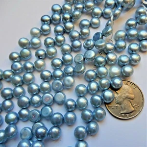 Perla de agua dulce azul hortensia de 8 mm redonda plana trasera perforada cuentas, 60 cuentas - Imagen 1 de 4