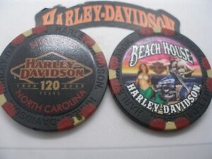Harley Davidson Poker Chip Beach House 120th Anniversary Black Maroon & White