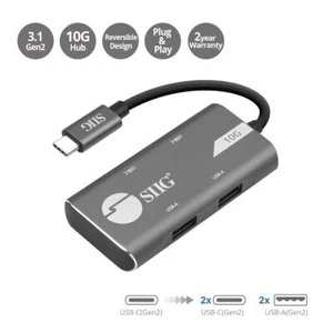 SIIG JU-H40G11-S1 4 Puertos USB 3.1 Gen 2 10G Hub Tipo C 2x Tipo A 2A2C PC MAC Gris - Imagen 1 de 6