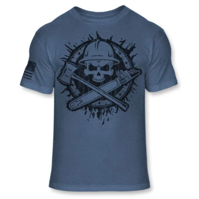 Camiseta para tala - Leñador Leñador Calavera Bandera Americana Camisa Mezcla Suave - A135 Foto 1 de 4