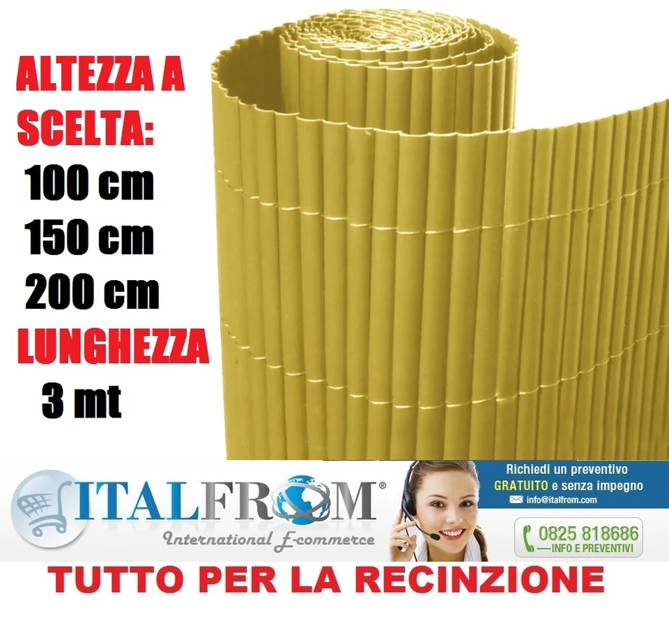 Arelle in Stuoia Canna Bamboo Arella PVC Singola Naturale Separè Italfrom