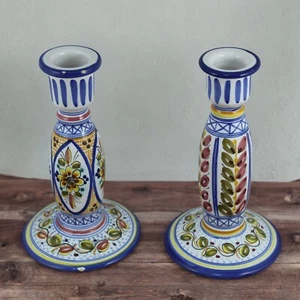 CANDELABROS Portavelas Ceramica TALAVERA DE LA REINA Pintados a mano Artesania - Imagen 1 de 7