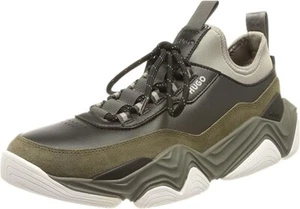 Trainers HUGO Mens Dark Grey Casual Sneakers With Logo - Quake Runn Size 11 - Picture 1 of 7