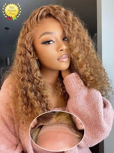FABA Honey Blonde Wear and Go Glueless Wig 13×4 Curly Lace Front Wigs Human Hair