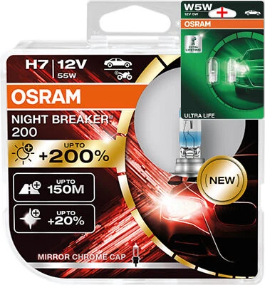 Osram H7 12V NIGHT BREAKER 200 bis zu 200% mehr Licht 2Stk.+W5W LL - Bild 1 von 4