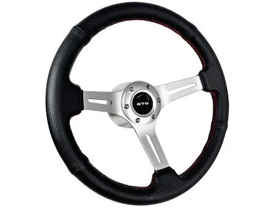 1969-73 Pontiac GTO 14" Perforated Black Leather 6-Bolt Slots Steering Wheel Kit - Image 1 of 4