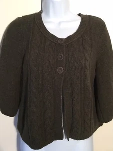 Style & Co Jeans Womens Cardigan Sweater Medium Olive Green 3/4Sleeve Open Front - Picture 1 of 7