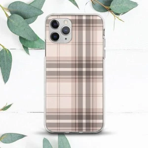 Beige Checkered Plaid Pattern Case For iPhone 7 8 X SE 11 12 13 14 15 Pro Max XR - Picture 1 of 1