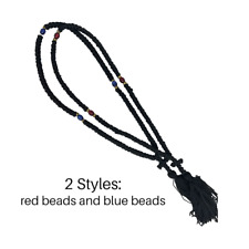 100 nœuds corde de prière chrétienne grecque orthodoxe avec perle décorative bleue et rouge