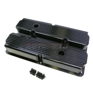 Cubierta de válvula Ford FE negra fabricada con aletas de aluminio 352-360-390-406-410-427-428 - Imagen 1 de 3