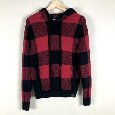 Suéter con Capucha American Eagle Para Mujer Pequeño Algodón Negro Rojo Cuadros Búfalo Informal Foto 1 de 4