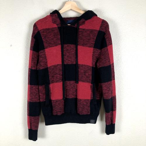 VETEMENTS Felpa con cappuccio American Eagle donna piccola cotone nero rosso bufalo check casual