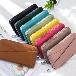 Carteras de cuero genuino para mujeres damas billetera sin asas acordeón bloqueo RFID - Imagen 1 de 20