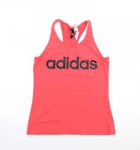 adidas Womens Red 100% Cotton Jersey T-Shirt Size S Round Neck Pullover