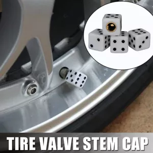 White Dice Cap Car Parts Wheel Valve Stem Cap Cover For Car Exterior Accessories - Picture 1 of 12