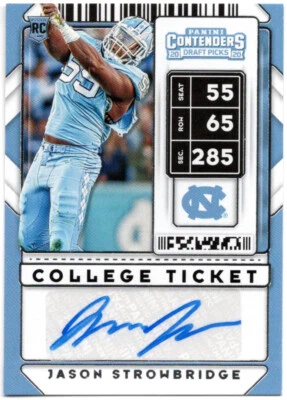 2020 Contenders Draft Picks JASON STROWBRIDGE COLLEGE TICKET Autograph RC #286 - Image 1 of 2