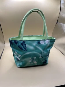 Women’s/Girls Green Floral Tote/Purse 8.5 X 5.5 Zip Close-Zip Pocket - Picture 1 of 10