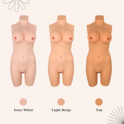 D Cup Body Suit Silicone Breast Form Boob Realistic Triplet Fake Vagina Cosplay - Image 1 of 4