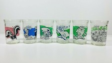 6 Vintage Welch’s 1994 Looney Tunes Glass Jelly Jars  #2, #5, #7. #9, #11, #12