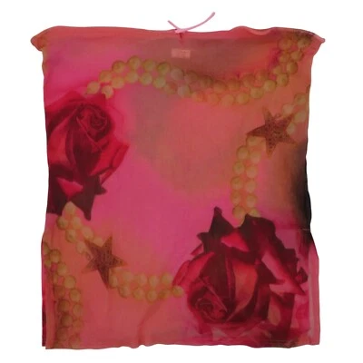 XOXO Swim Women Medium Pink Orange Rose Flower Floral Pearl Print Coverup Skirt - Image 1 of 4