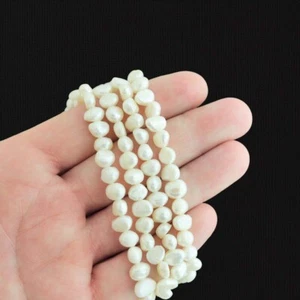 Pebble Glass Beads 4mm - White Imitation Pearl - 1 Strand 60 Beads - BD2787 - Picture 1 of 3