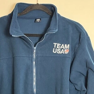 Olympics Team USA Unisex XL Fleece Jacket Dark Turcqouis Full Zip Embroidered - Picture 1 of 5