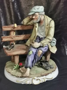 Statua in porcellana mendicante su panchina villaggio seduto Max Siegel ottima 19 cm 323 - Foto 1 di 10