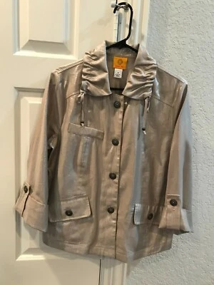 Ruby Rd Lightweight Rayon/Poly Jacket- Size 8-Silvery Beige - Image 1 of 4
