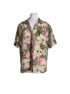 Donnkenny Größe Large Bluse tropisch Blumen Knopfleiste Kurzarm Oberteil Shirt - Bild 1 von 8