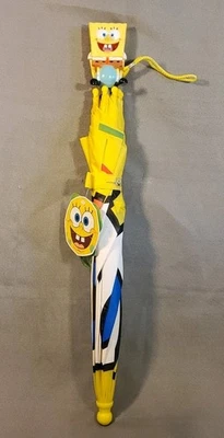 Antigo Calça quadrada Bob Esponja, guarda-chuva juvenil, nova com etiquetas, 2003, cabo Bob Esponja. - Imagem 1 de 4