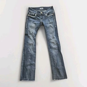 DAYTRIP Leo Bootcut Jeans Size 25L Flap Pockets Embroidered Contrast Stitching - Picture 1 of 6