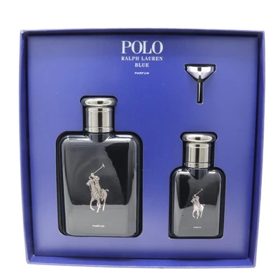 Ralph Lauren Polo Blue 2pc Gift Set For Men 125ml  Parfum + 40ml Parfum + Funnel - Image 1 of 3