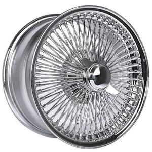 18x8" LA Wire Wheels FWD 100-Spoke Straight Lace Chrome Rims - Picture 1 of 10