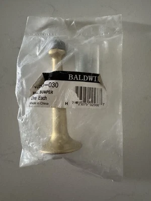 Polished Brass Door Stop W/ Mounting Hardware Screw In Baseboard Bumper - Image 1 of 4