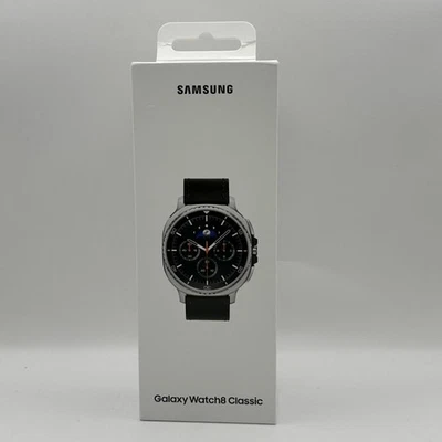 Samsung Galaxy Watch8 Classic 46mm Black Stainless w/ Black Hybrid (GPS) - NEW - Image 1 of 3