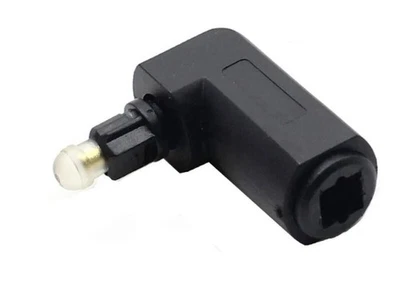 Toslink Optical Audio Adapter Elbow 90° Angle Gold Tip Black | Male to Female  - Image 1 of 4