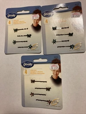 Goody 2 Butterflies 2 Flowers Bobby Pins/ Slide Pins Pink/Gr-Bl New 2000 (3) G27 - Image 1 of 4