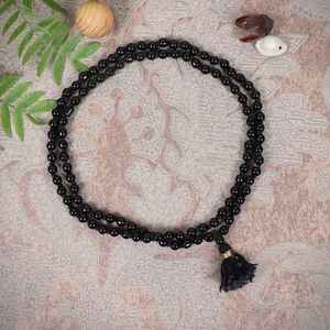 Spiritual Black Agate Hakik Japa Mala Beads Protection Bad Evils Energized 6mm - Picture 1 of 5