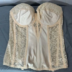 VTG Frederick’s of Hollywood 36C Ivory Lace Satin Bustier Lingerie USA Union Tag - Picture 1 of 8