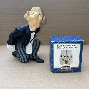 Soporte de sal y pimienta James The Butler de colección novedad con cocteleras “lúteos” - Imagen 1 de 11