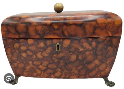 Faux Tortoise Shell Regency Tea Caddy - Image 1 of 4