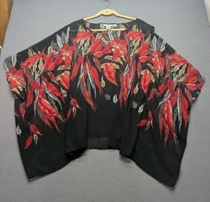 Susan Graver Womens 2XL Kimono Blouse Sheer Poncho Style Black Red Beige Gray - Picture 1 of 3