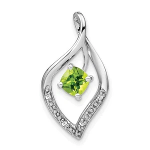 14k White Gold Peridot and Diamond Pendant 1.47gm L-0.95 Inch, W-0.51 Inch - Picture 1 of 4