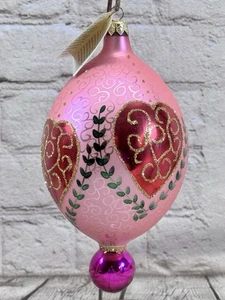 Christopher Radko 1995 Heart’s Delight Pink Hearts Gota Ornamento Polonia Raro - Imagen 1 de 12